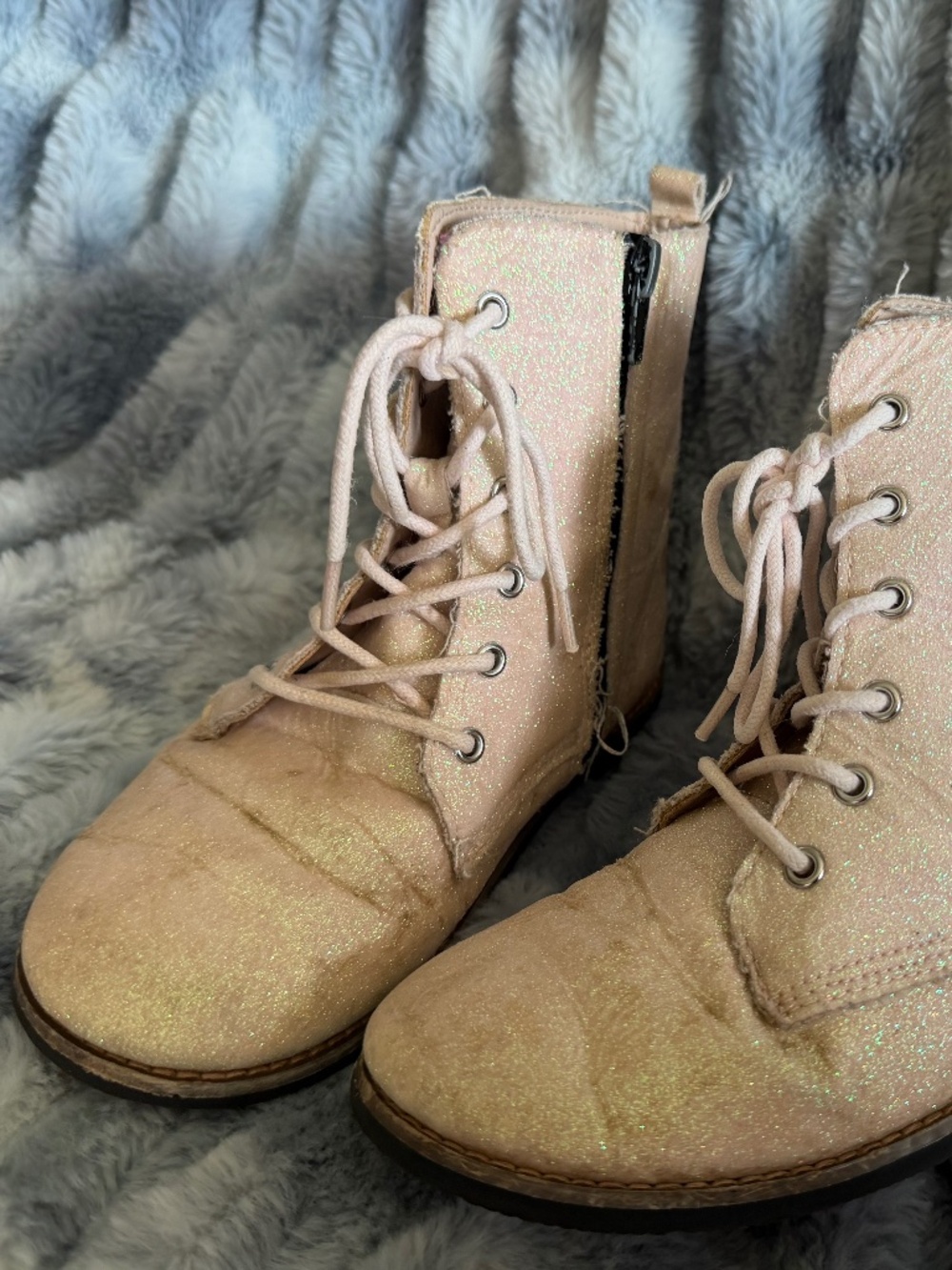 Girls pink sparkle glow in the dark boots size 13